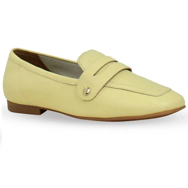 Mocassim Fem Bottero Fivela Removível Couro Amarelo 340301/5