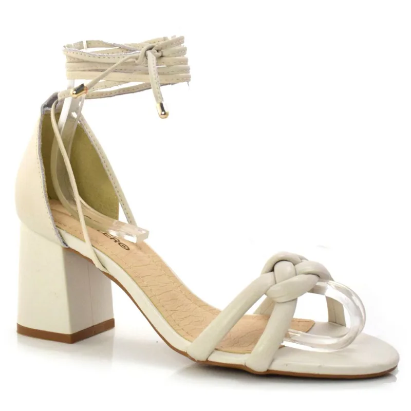 Sandália Feminina de Couro e Salto Bloco Bottero Branco 341802 38