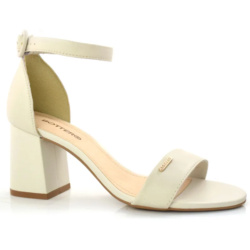 Sandália Feminina de Couro e Salto Bloco Bottero Creme 341805 39