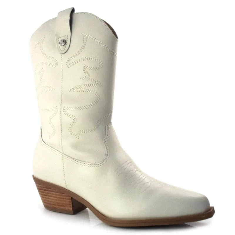 Bota Texana de Couro Bottero Off White 346301 36