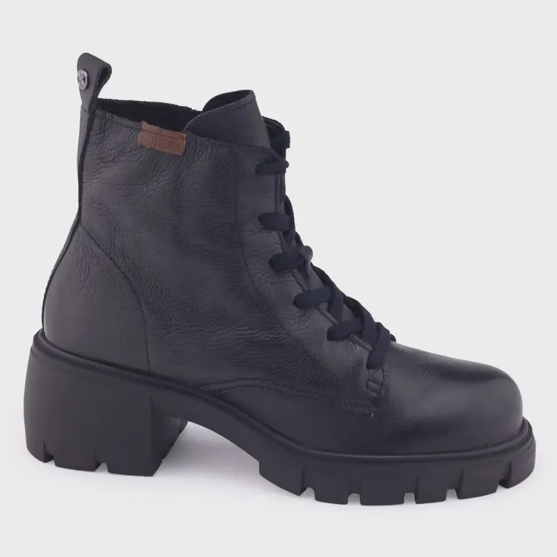 Bota Coturno Bottero 347201 Couro Natural Tratorado Bloco