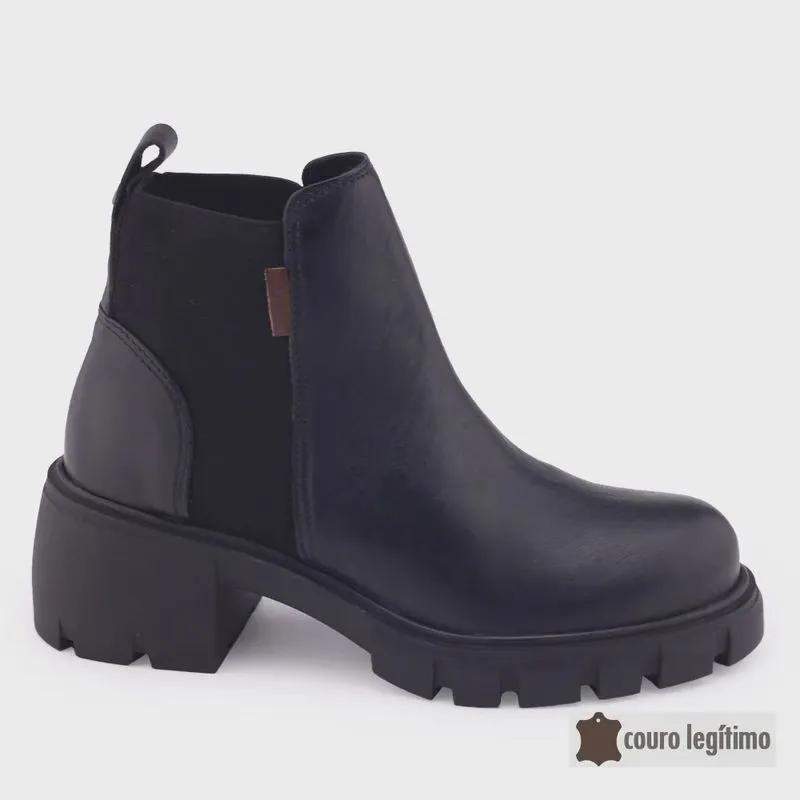 Bota Coturno Bottero 347203 Couro Tratorado Chelsea Bloco