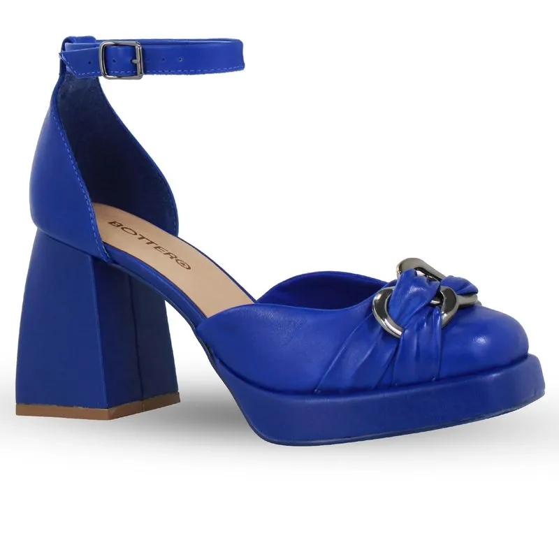 Sapato Luna Couro Atanado Napoli Azul Klein 36