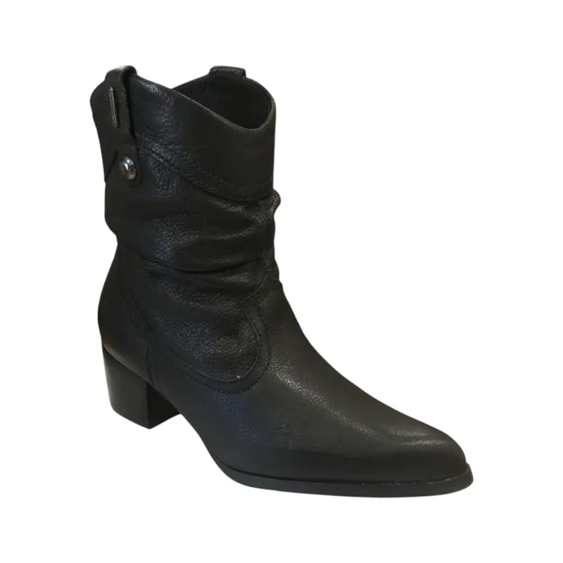 Bota Fem Bottero Couro Cano Médio Burnish Preto 349302-3 39 / Preto