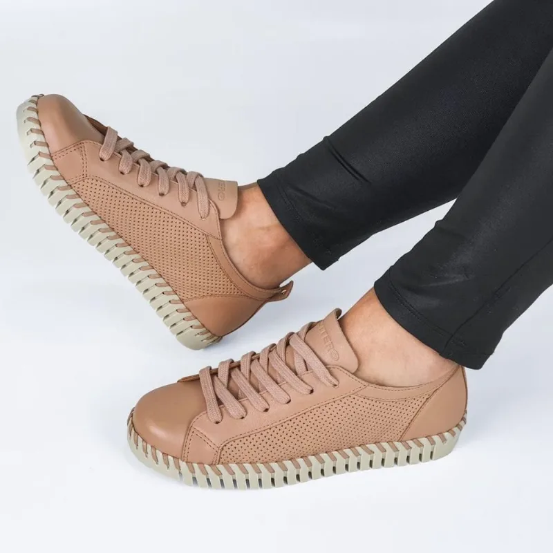 Tênis Bottero Feminino com Cadarço Twister Couro 348042 34 / Bege
