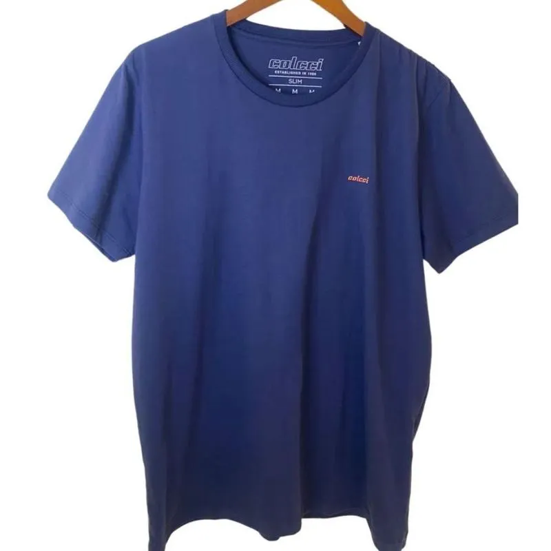 Camiseta Colcci Manga Curta Bordada Azul Darkness
