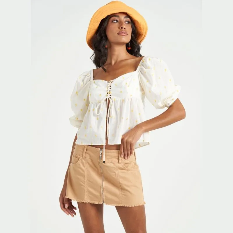 Blusa Colcci Bordada Com Mangas Bufantes E Amarração