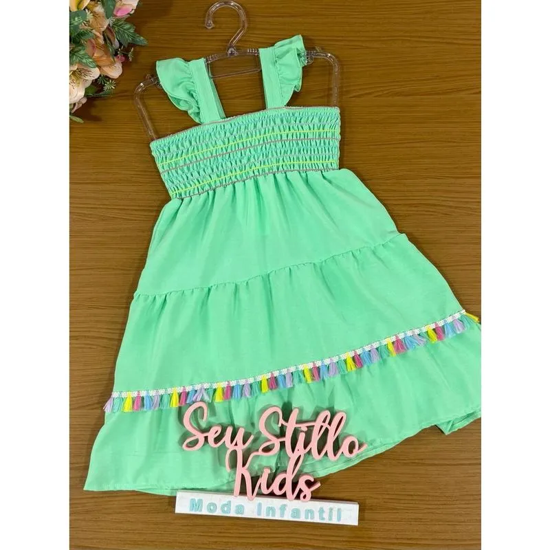 Vestido Infantil Kukie Verão Verde
