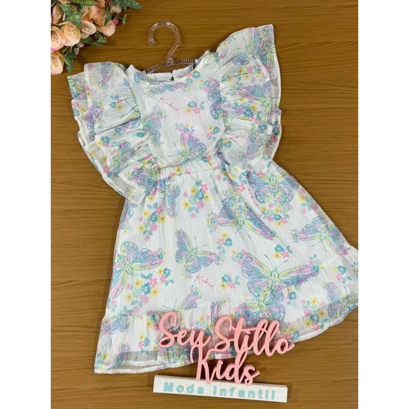 Vestido Infantil Kukie Verão Borboletas