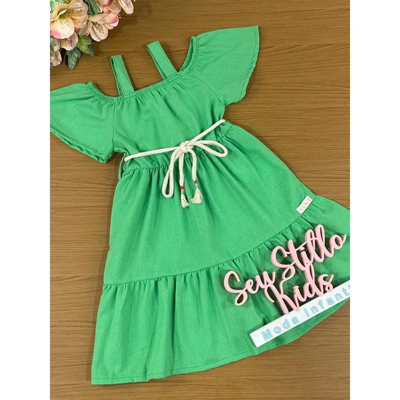 Vestido Infantil Kukie Verão Verde