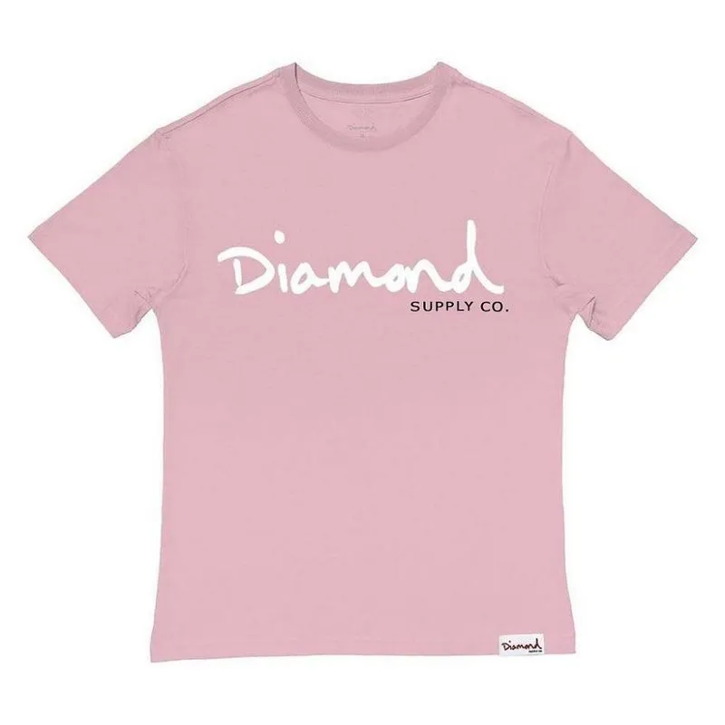Camiseta Diamond OG Script Tee Masculina Rosa GG / rosa
