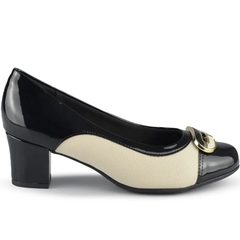 Scapin Piccadilly Feminino Salto Médio 110165 01 VZ PTO/OFF WHITE 37