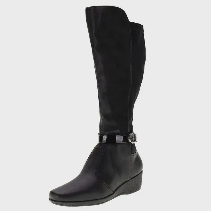 Bota Feminina Piccadilly Cano Alto napa strech-verniz