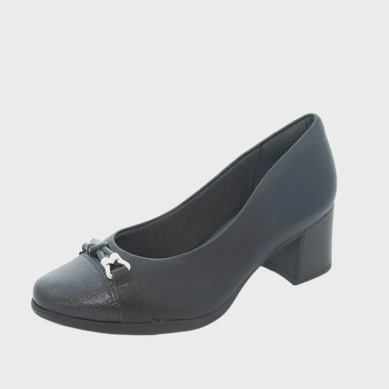 Sapato Feminino Piccadilly Salto Baixo napa strech-lux linho
