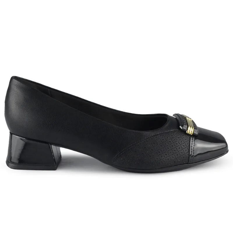 Sapato Piccadilly Feminino Salto Médio 160078 09 NP PRETO/VZ PRETO 38