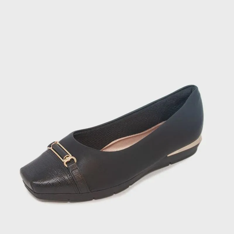 Sapato Feminino Piccadilly Anabela Maxi Therapy napa strech-lux linho