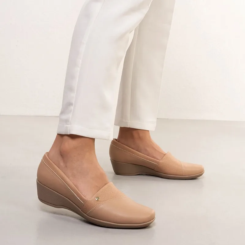 Sapato Mocassim Nude Piccadilly Feminina Nude - 35