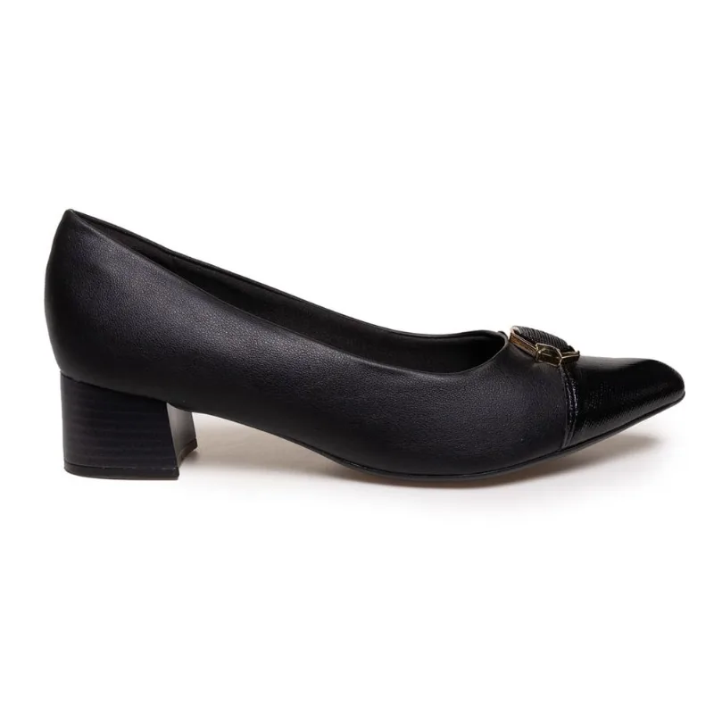 Sapato Salto Grosso Piccadilly Feminino Preto Preto - 35