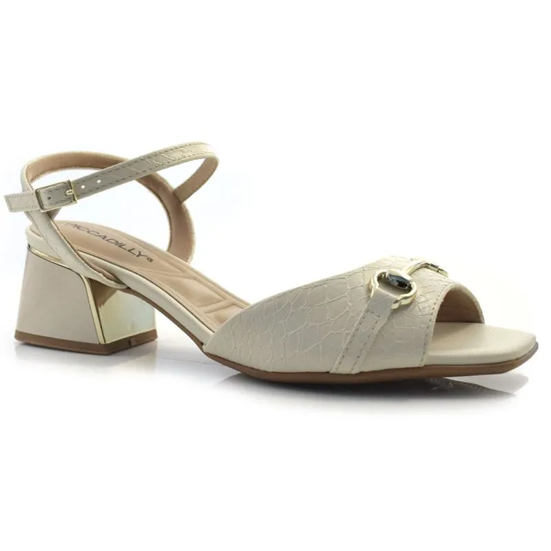 Sandália de Salto Bloco Feminina Piccadilly Off White 543084 39