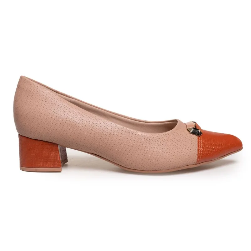 Sapato Scarpin Salto Grosso Piccadilly Feminino Bege Amendoa - 37 - Piccadilly