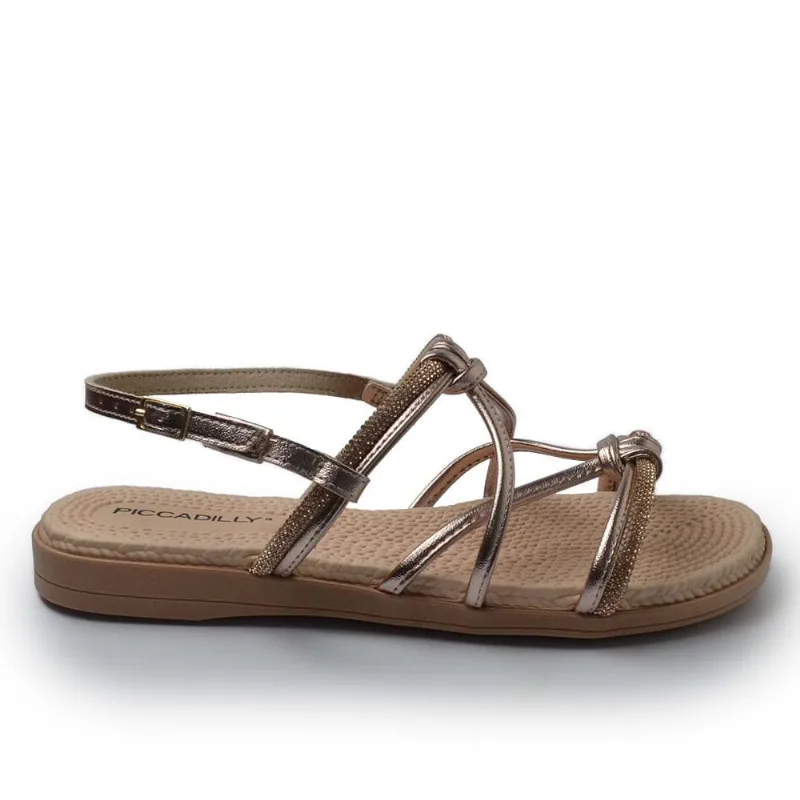 Sandália Rasteira Piccadilly Feminina 513011 01 ROSE/OURO RSDO 34