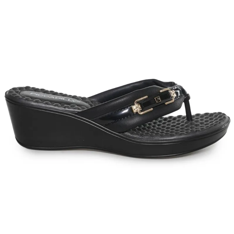 Tamanco Anabela Piccadilly Stretch Soft Preto Feminino 38 - Piccadilly