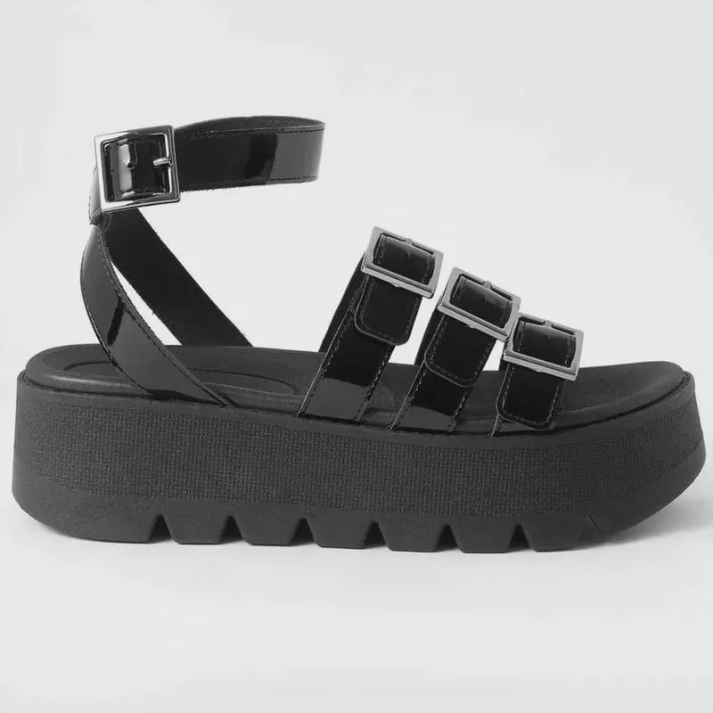Sandália Feminina Anabela Cati Preto Piccadilly 586002-1