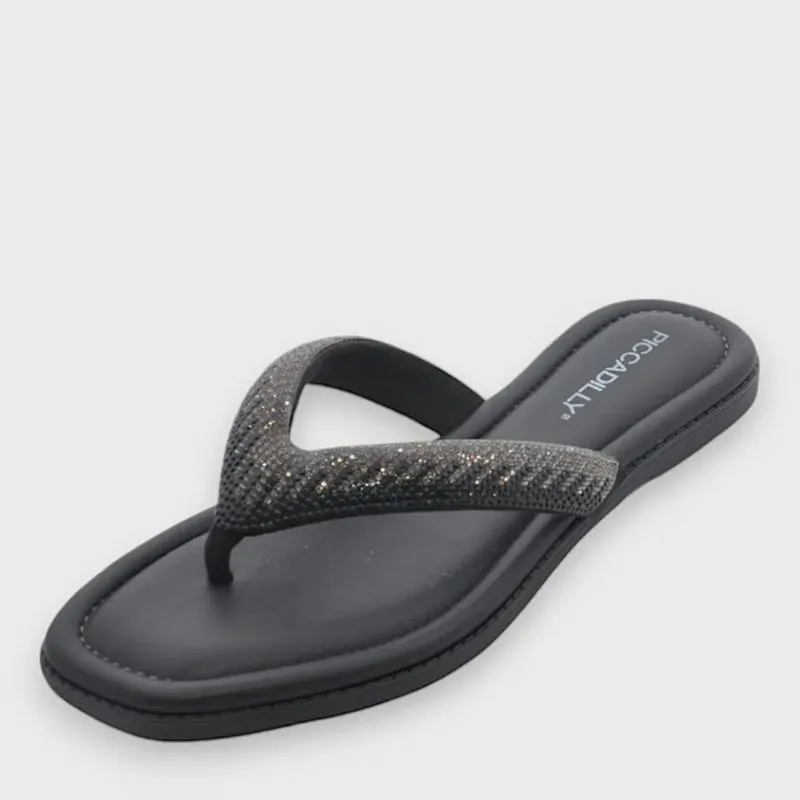Tamanco Feminino Piccadilly Rasteiro flip flop strass