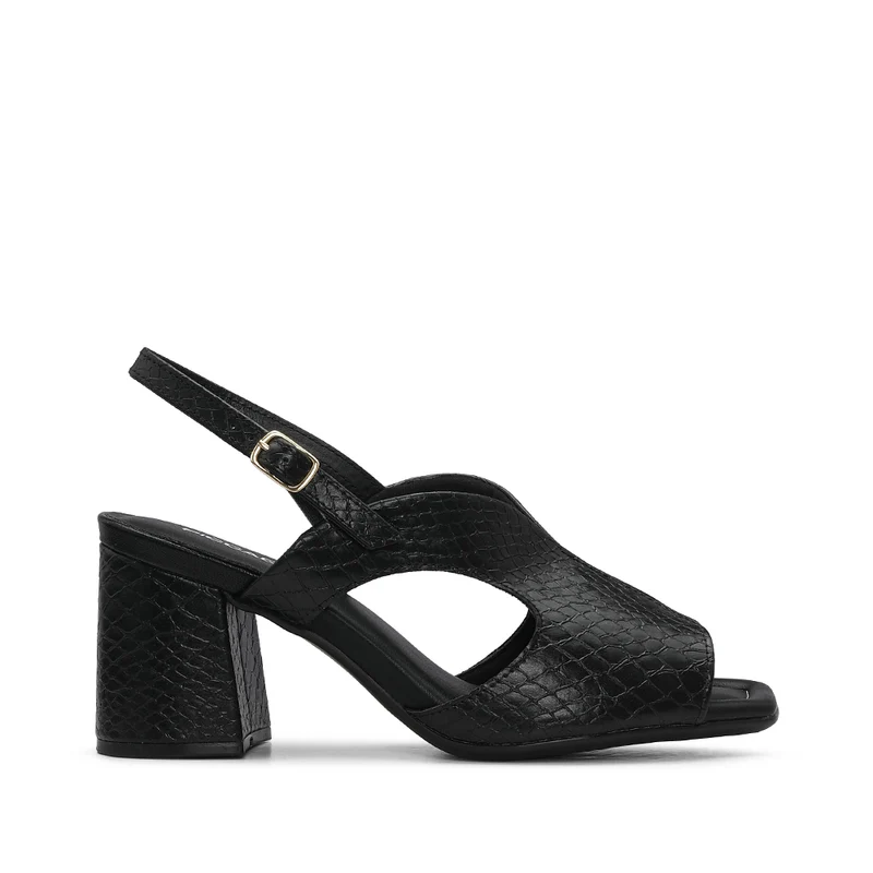 Sandália Salto Alto Mulher Animal Print Preto 36