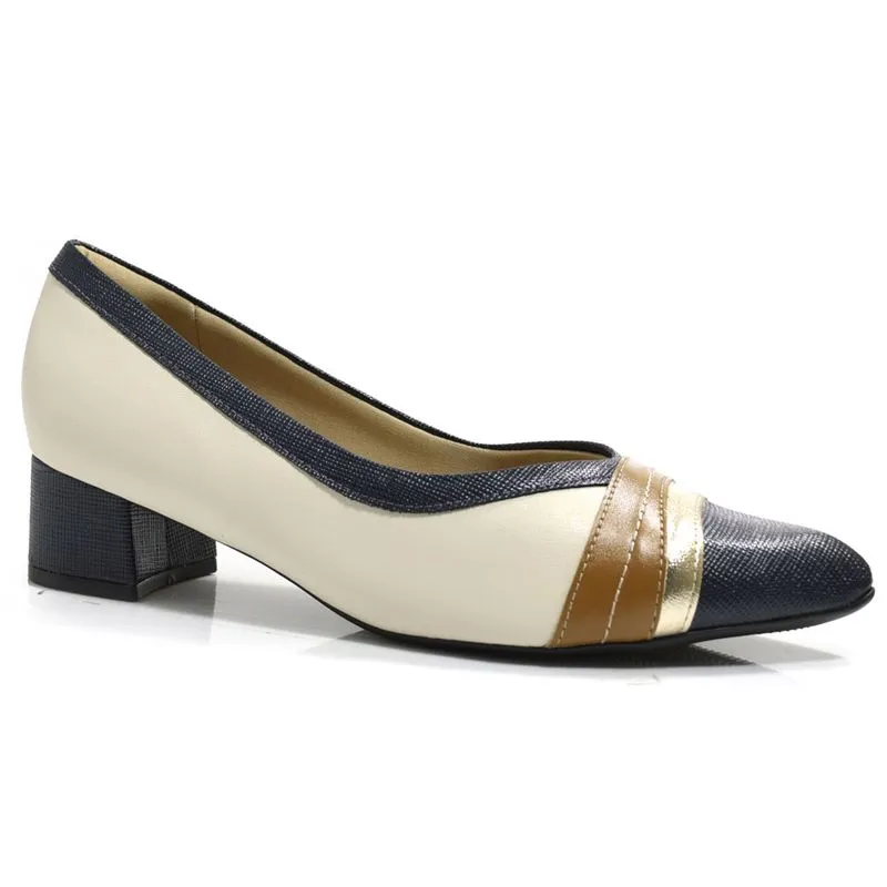 Scarpin de Salto Bloco Feminino Piccadilly Off White 739082 36
