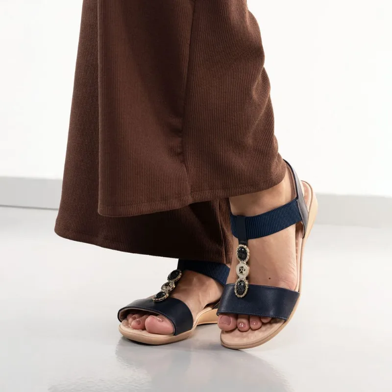 Sandália Feminina Piccadilly Azul Conforto Elástico 33