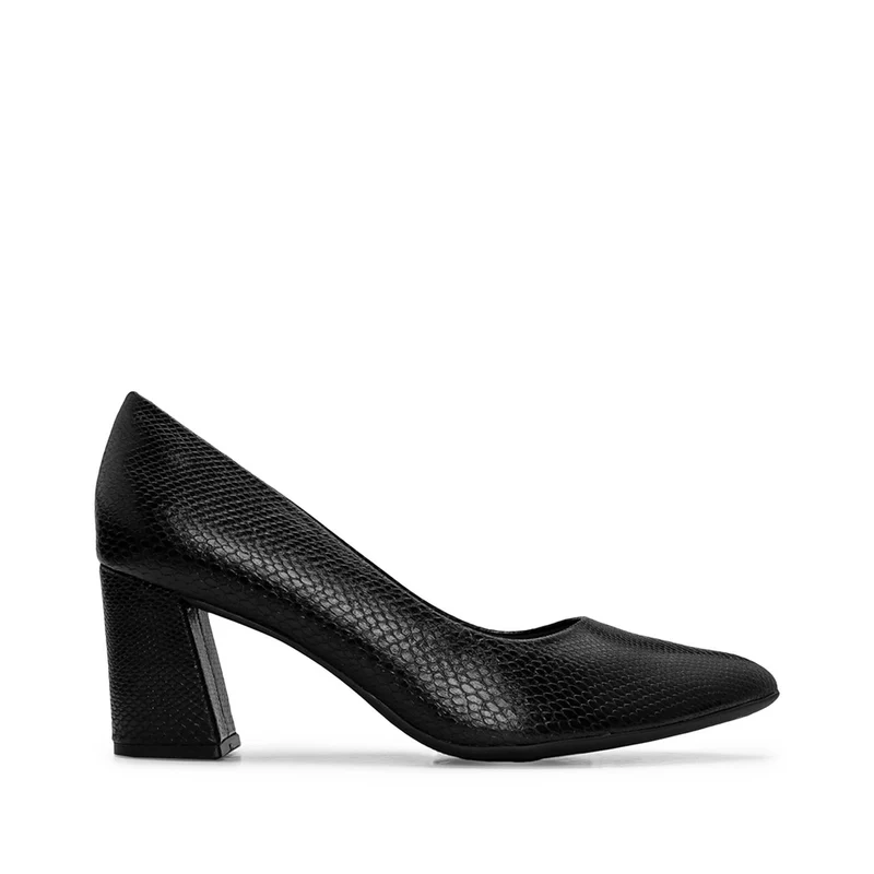 Sapato Salto Médio Mulher Animal Print Preto 36