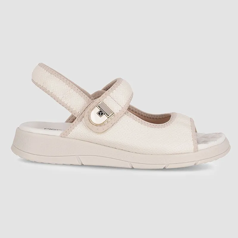 Papete Esporão Anabela Médio Off White com Marfim 42