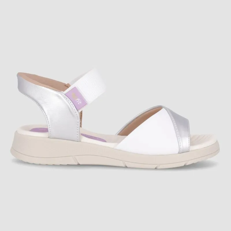 Papete SlipFit Anabela Médio Branco Neve com Prata 35