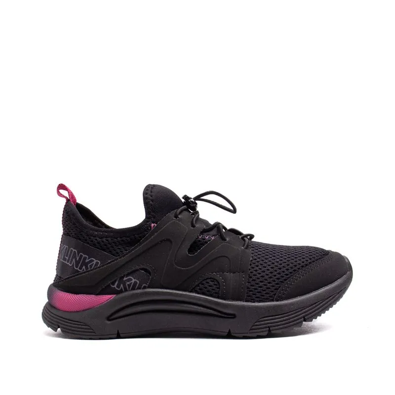 Tênis Infantil Menina Klin com Elástico Preto/Pink - 34