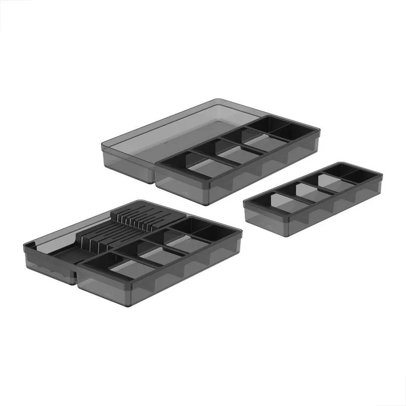 Kit Organizador Utensilios Facas E Talheres Clear Preto Ou