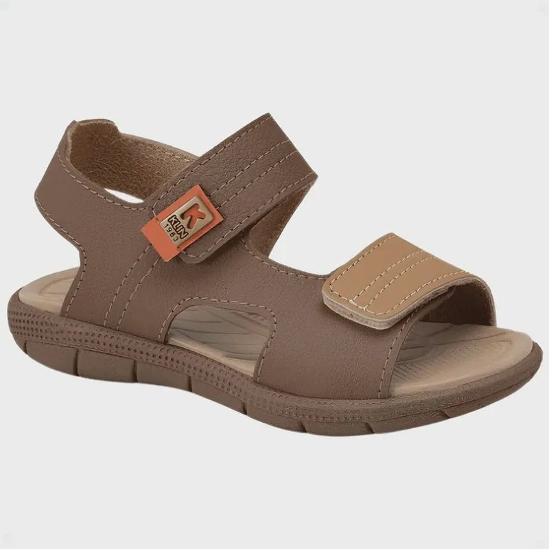 Papete Sandália Infantil Klin Tic Tac Casual Tiras Autocolantes Confortável Marrom