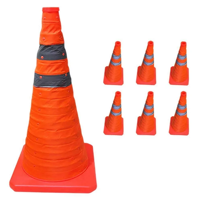 Kit 6 Cones Retráteis SU-CONE3-1 Dobráveis Refletivos 50cm Laranja AB Mídia