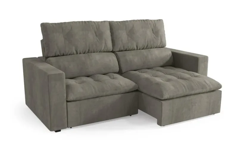 Estofado Sofá Village Retratil Reclinavel D001 Suede Marrom Claro Kappesberg