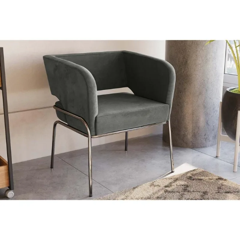 Poltrona Decorativa p/ Sala Urbana Deluxe Chumbo - Kappesberg