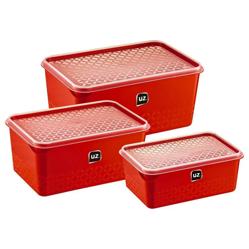 Kit 3 Potes Multiuso Organizador 1l 2l 3l Com Tampa Uz
