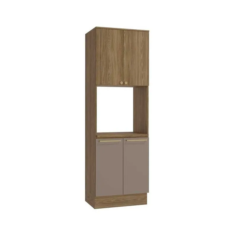 Paneleiro de Cozinha Botanic M630 c/ 4 Portas e 1 Nicho p/ Forno 70cm Nogueira/Fendi - Kappesberg