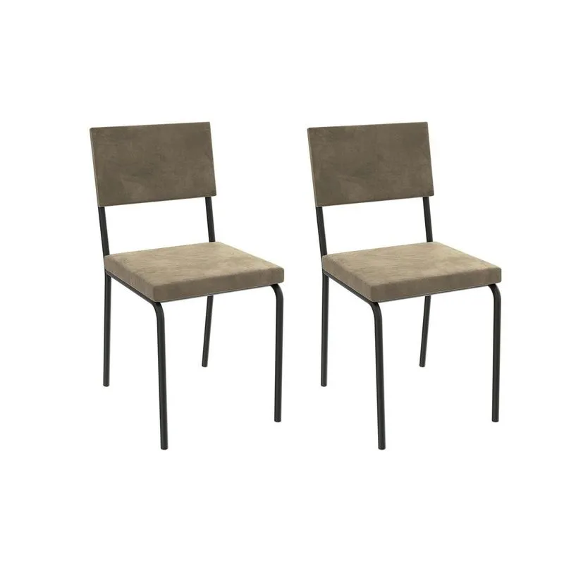 Cadeira Sala de Jantar Zaria 2C128PRF Aço Kit 2 Un Preto/Suede Cappuccino - Kappesberg