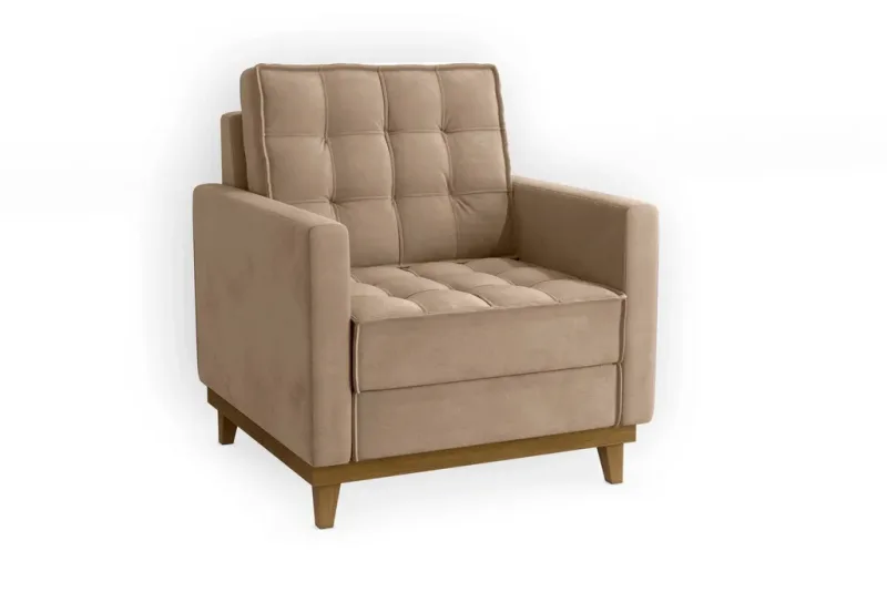 Poltrona Évora Tecido A036 Veludo Deluxe Bege - Kappesberg