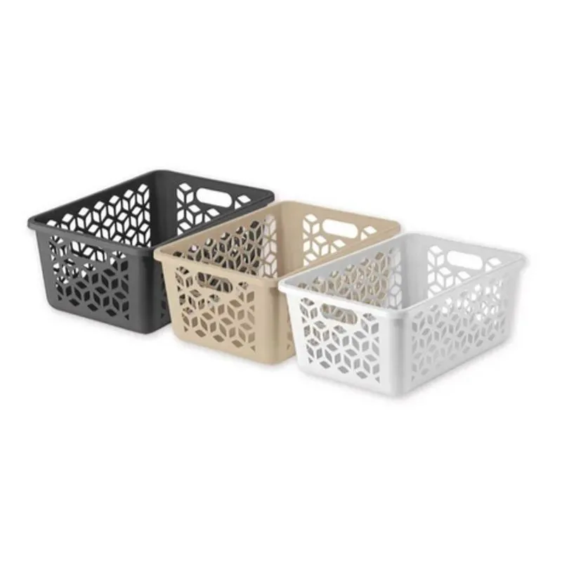 Cesto Organizador P 1,5 Litro Preto Branco Capuccino Solido De Plastico - Uz