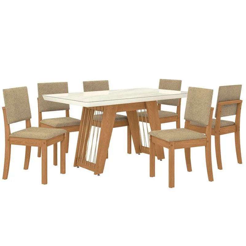 Conjunto De Mesa E Cadeira Kaappesberg Ba55-Cn/Ta66-Owv8/6cad160cn-A058 Cor Canela E Bege