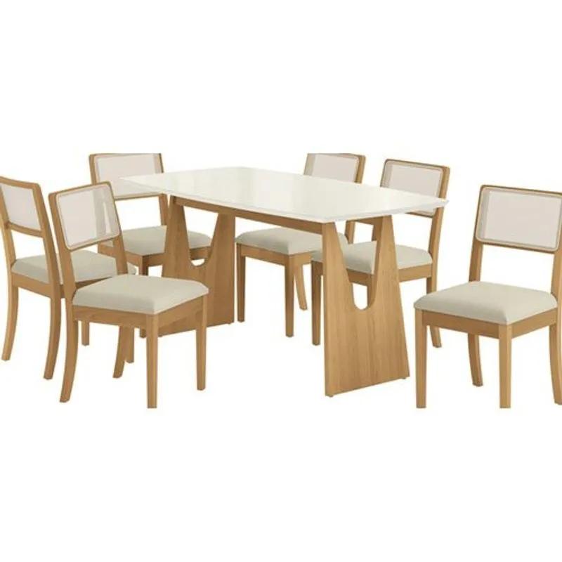 Sala de Jantar 7 Peças Kappesberg CSJ282CA Carvalho E Off White