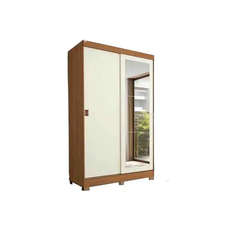 Roupeiro Kappesberg 2 Portas de Correr com Espelho CB01R588 - Canela/Off White