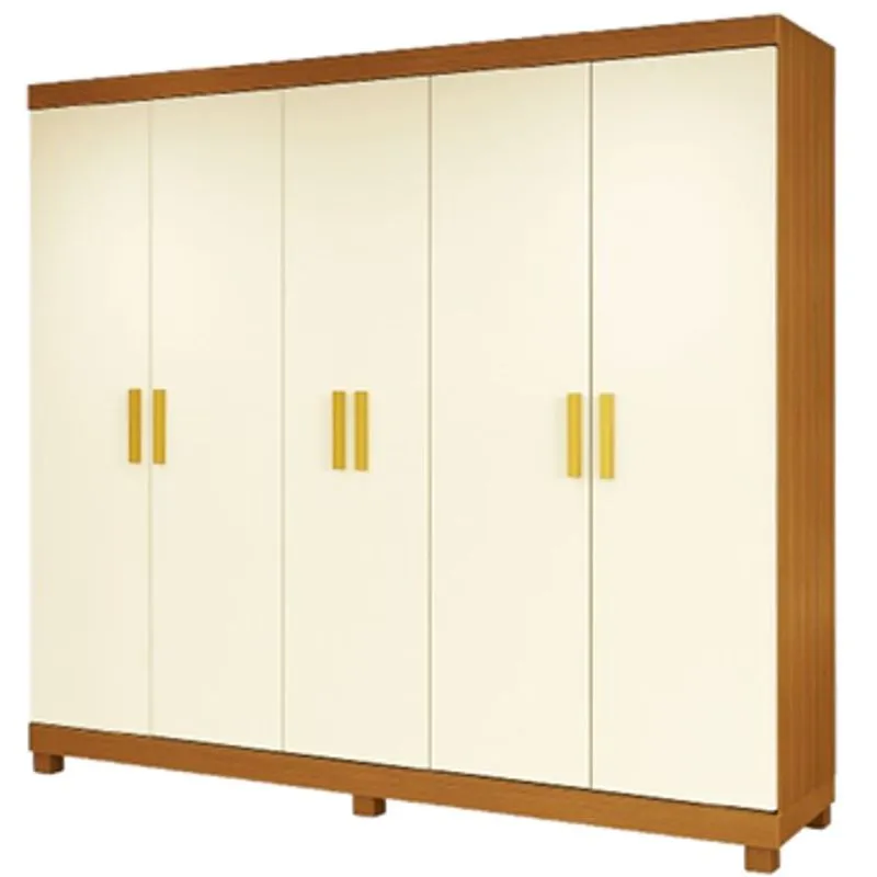 Guarda Roupa Cnow Cb01r590 6 Portas 2 Gavetas Com Pes Canela Off White - Kappesberg
