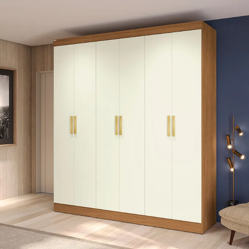Guarda-Roupa 6 Portas de Bater Kappesberg Canela/Off White 180cm